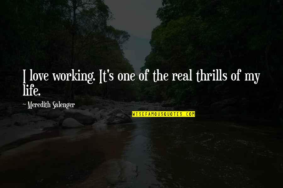 Life And Thrills Quotes By Meredith Salenger: I love working. It's one of the real