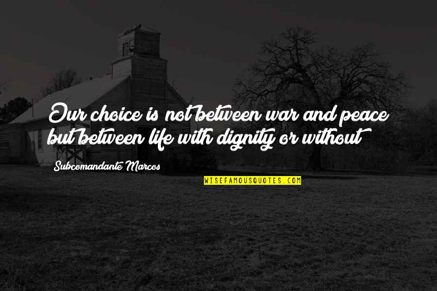Life And War Quotes By Subcomandante Marcos: Our choice is not between war and peace Life And War Quotes By Subcomandante Marcos: Our choice is not between war and peace