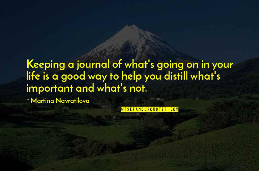 Life And What's Important Quotes By Martina Navratilova: Keeping a journal of what's going on in