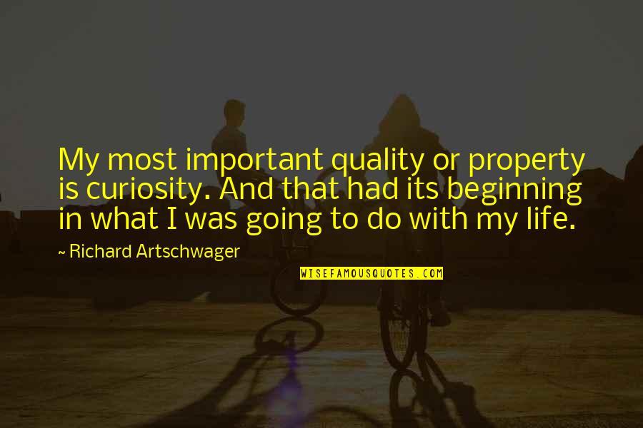 Life And What's Important Quotes By Richard Artschwager: My most important quality or property is curiosity.