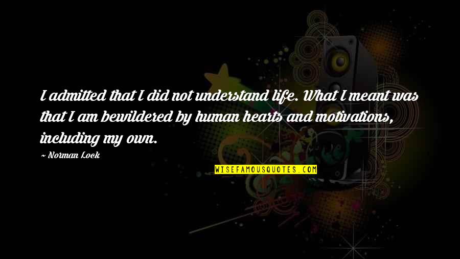Life And What's Meant To Be Quotes By Norman Lock: I admitted that I did not understand life.