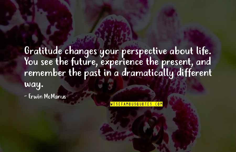 Life And Your Future Quotes By Erwin McManus: Gratitude changes your perspective about life. You see