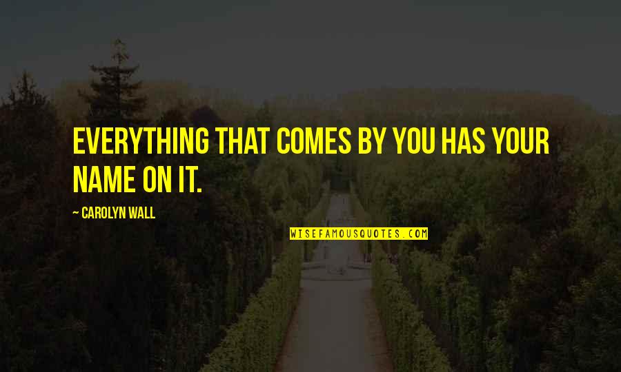 Life Aphorisms Quotes By Carolyn Wall: Everything that comes by you has your name