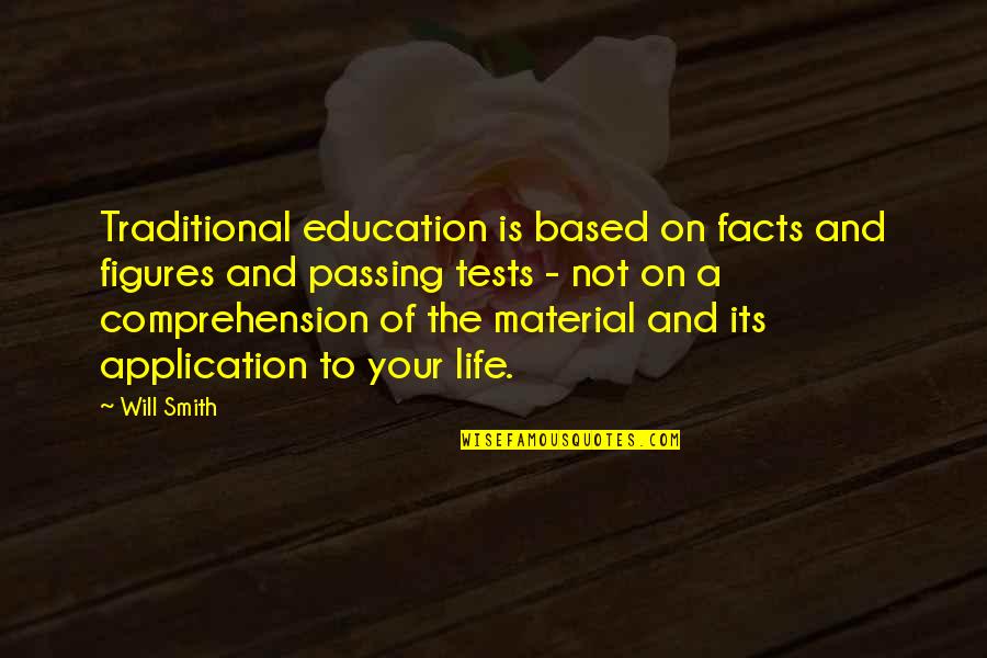 Life Application Quotes By Will Smith: Traditional education is based on facts and figures