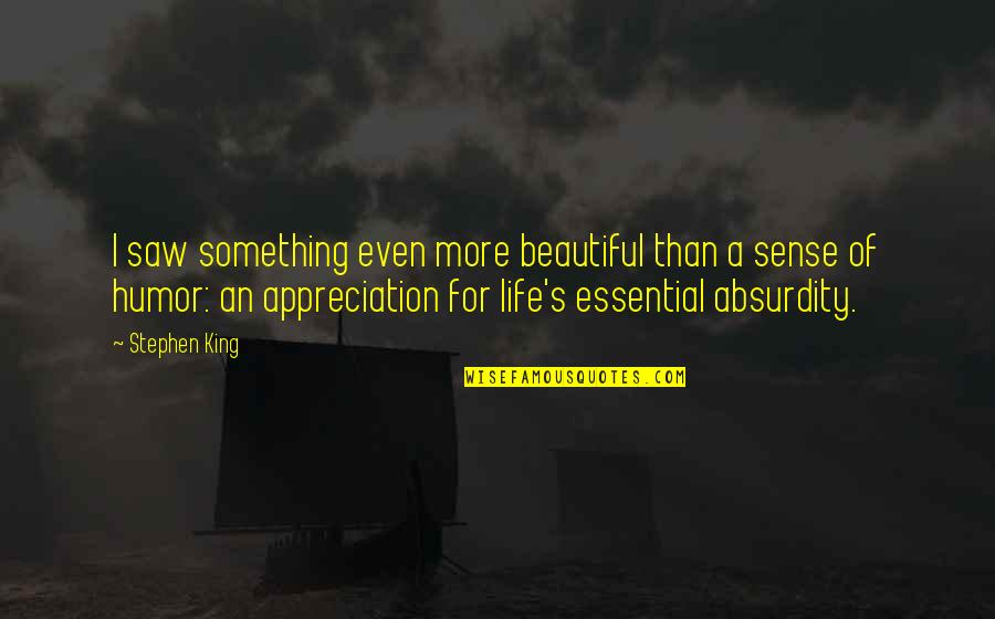 Life Appreciation Quotes By Stephen King: I saw something even more beautiful than a