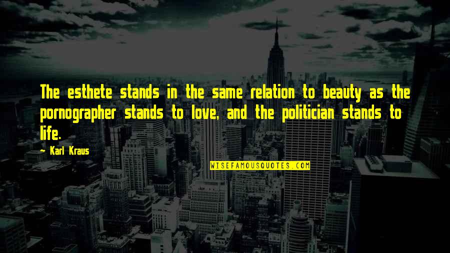 Life As Relation Quotes By Karl Kraus: The esthete stands in the same relation to