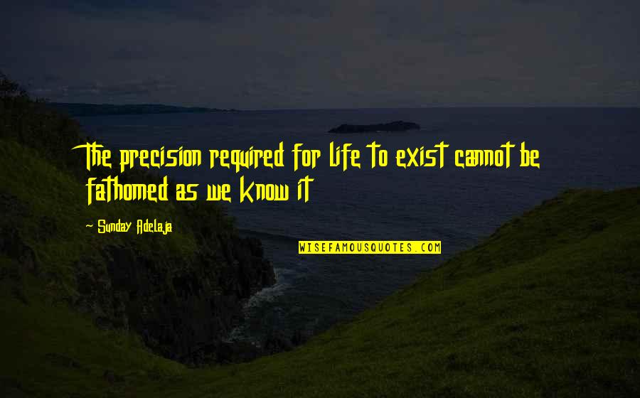 Life As We Know It Quotes By Sunday Adelaja: The precision required for life to exist cannot