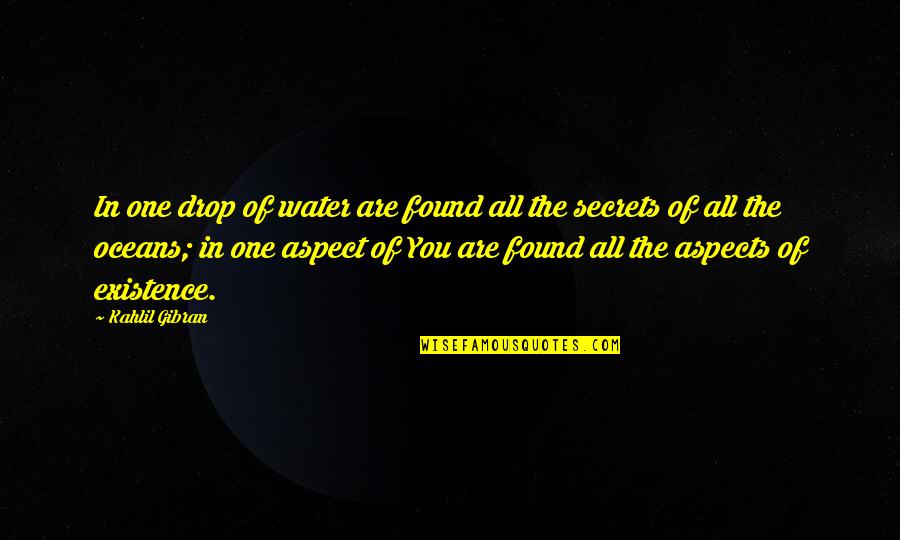 Life Aspect Quotes By Kahlil Gibran: In one drop of water are found all