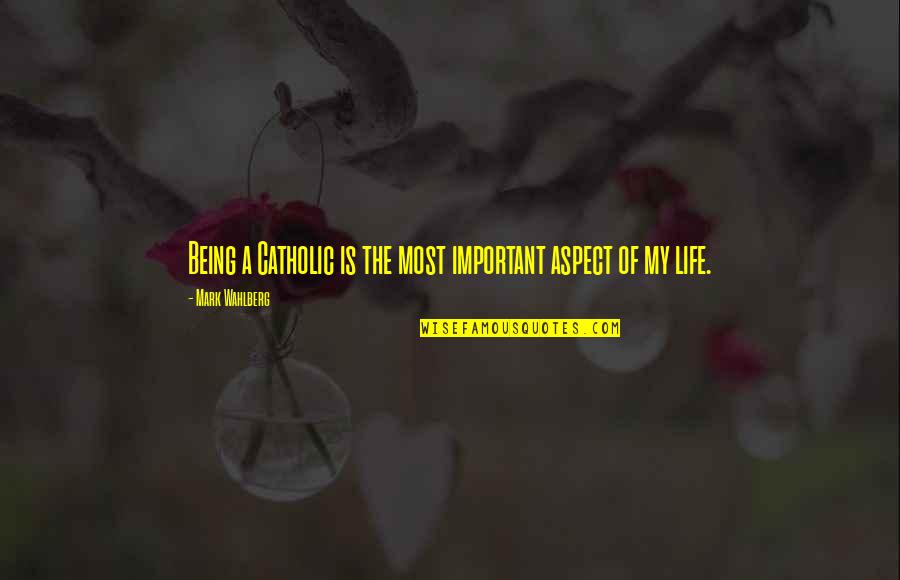Life Aspect Quotes By Mark Wahlberg: Being a Catholic is the most important aspect
