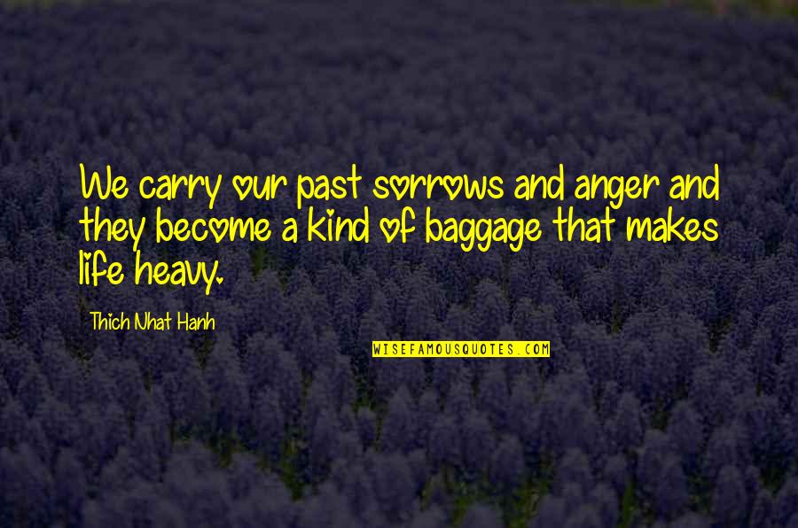 Life Baggage Quotes By Thich Nhat Hanh: We carry our past sorrows and anger and