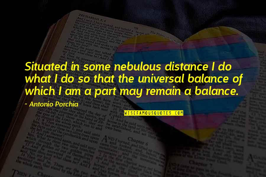 Life Balance Quotes By Antonio Porchia: Situated in some nebulous distance I do what