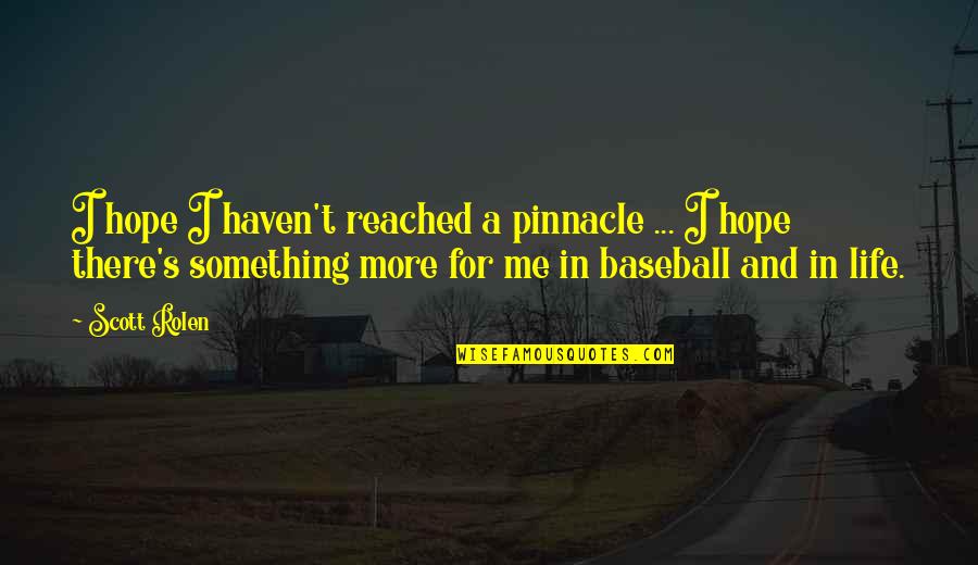 Life Baseball Quotes By Scott Rolen: I hope I haven't reached a pinnacle ...