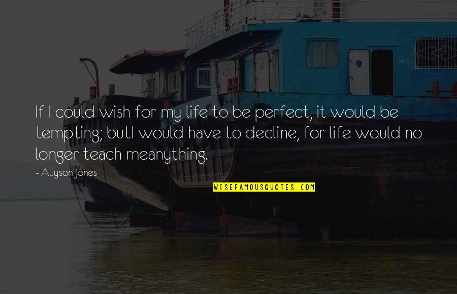 Life Be Perfect Quotes By Allyson Jones: If I could wish for my life to