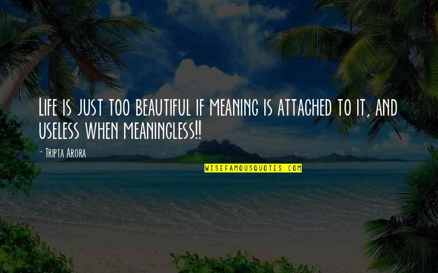 Life Beautiful Quotes By Tripta Arora: Life is just too beautiful if meaning is