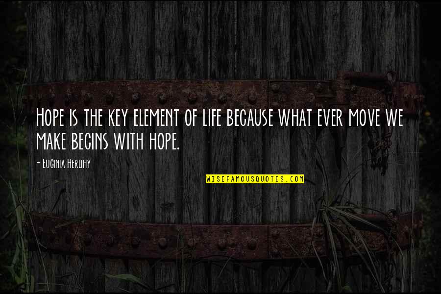 Life Begins Quotes By Euginia Herlihy: Hope is the key element of life because
