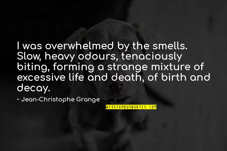 Life Birth And Death Quotes By Jean-Christophe Grange: I was overwhelmed by the smells. Slow, heavy