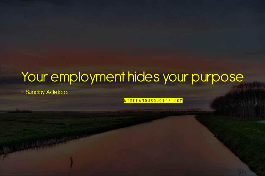 Life Blessing Quotes By Sunday Adelaja: Your employment hides your purpose