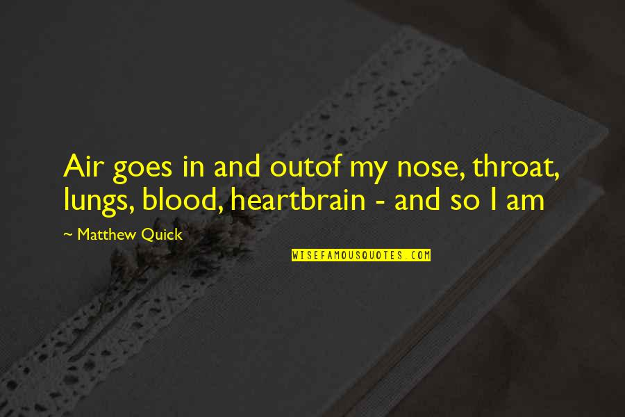 Life Blood Quotes By Matthew Quick: Air goes in and outof my nose, throat,