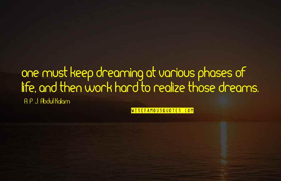 Life By Abdul Kalam Quotes By A. P. J. Abdul Kalam: one must keep dreaming at various phases of Life By Abdul Kalam Quotes By A. P. J. Abdul Kalam: one must keep dreaming at various phases of