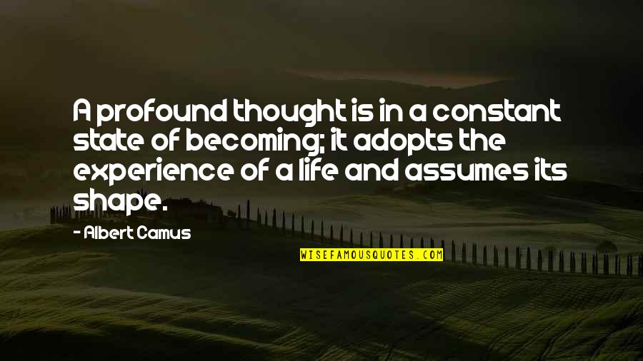 Life Camus Quotes By Albert Camus: A profound thought is in a constant state