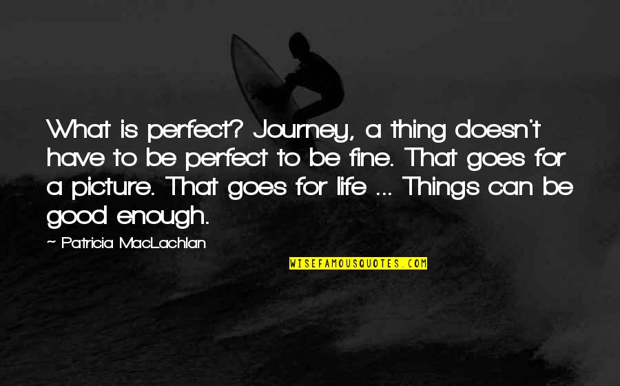Life Can Be Good Quotes By Patricia MacLachlan: What is perfect? Journey, a thing doesn't have