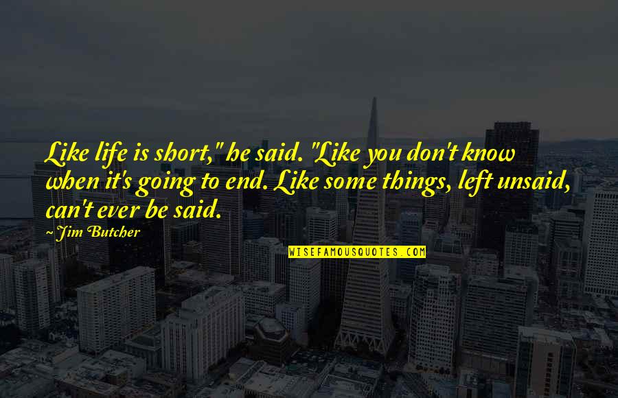 Life Can End Quotes By Jim Butcher: Like life is short," he said. "Like you