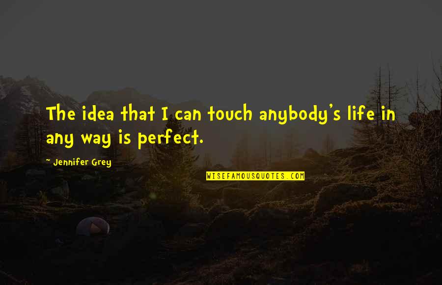 Life Can't Be Perfect Quotes By Jennifer Grey: The idea that I can touch anybody's life