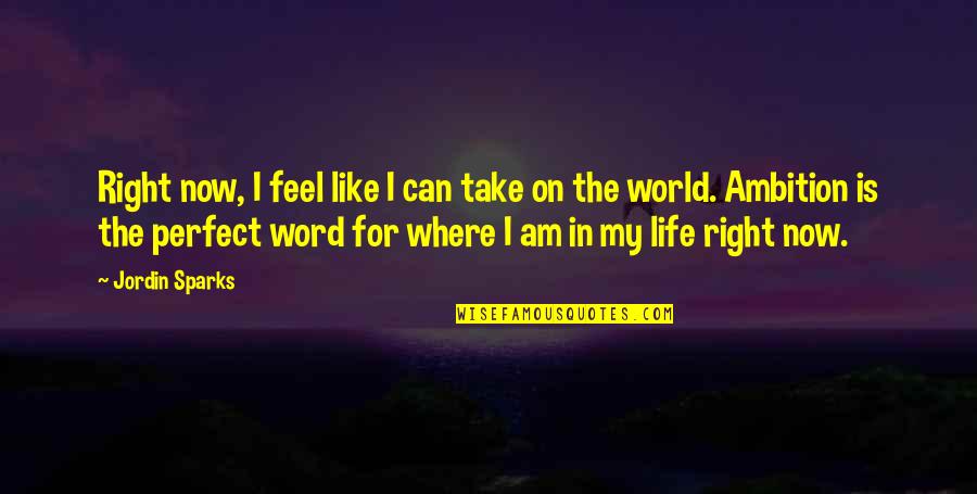 Life Can't Be Perfect Quotes By Jordin Sparks: Right now, I feel like I can take