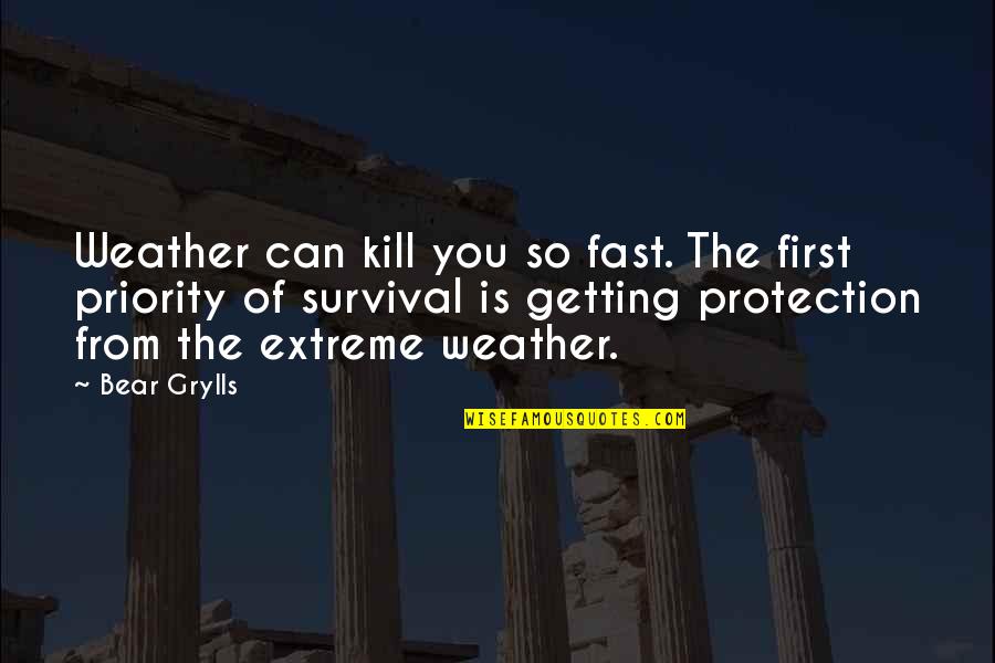 Life Catcher In The Rye Quotes By Bear Grylls: Weather can kill you so fast. The first