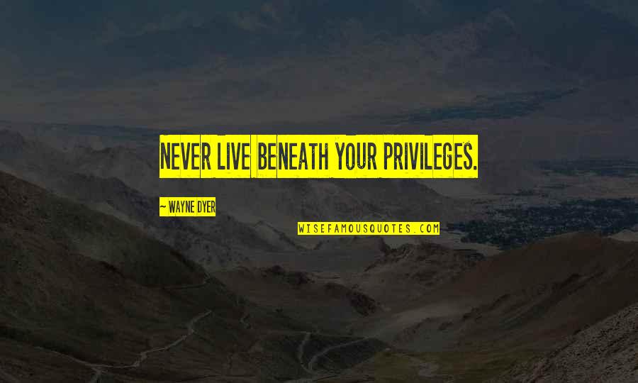 Life Changing Journeys Quotes By Wayne Dyer: Never live beneath your privileges. Life Changing Journeys Quotes By Wayne Dyer: Never live beneath your privileges.