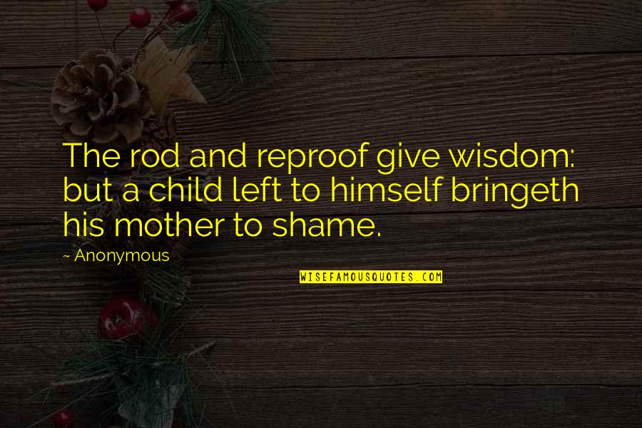 Life Child Quotes By Anonymous: The rod and reproof give wisdom: but a
