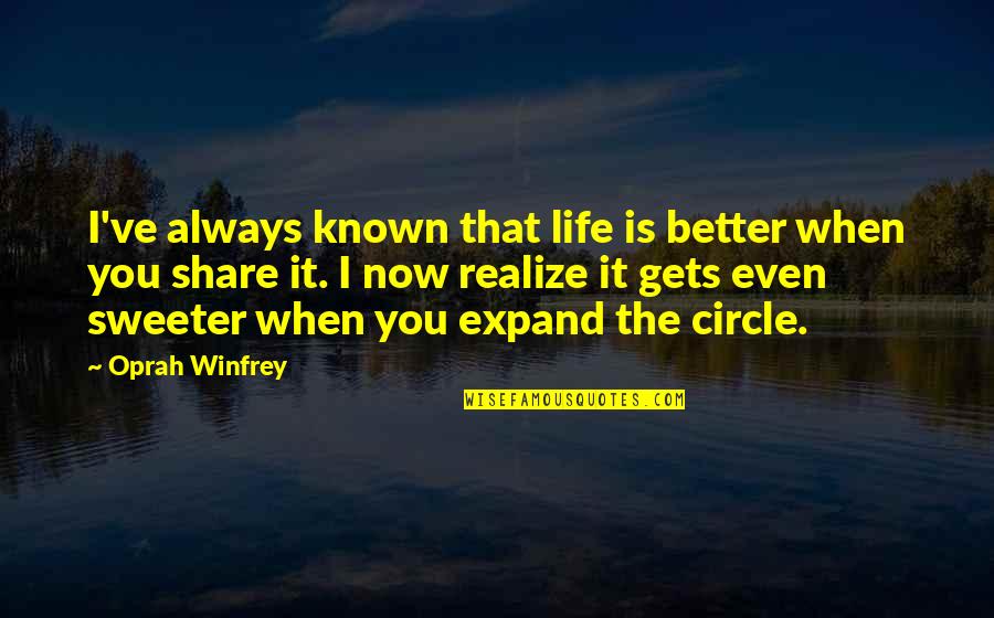 Life Circle Quotes By Oprah Winfrey: I've always known that life is better when