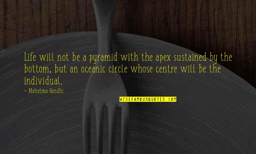 Life Circles Quotes By Mahatma Gandhi: Life will not be a pyramid with the Life Circles Quotes By Mahatma Gandhi: Life will not be a pyramid with the