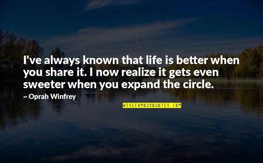 Life Circles Quotes By Oprah Winfrey: I've always known that life is better when Life Circles Quotes By Oprah Winfrey: I've always known that life is better when