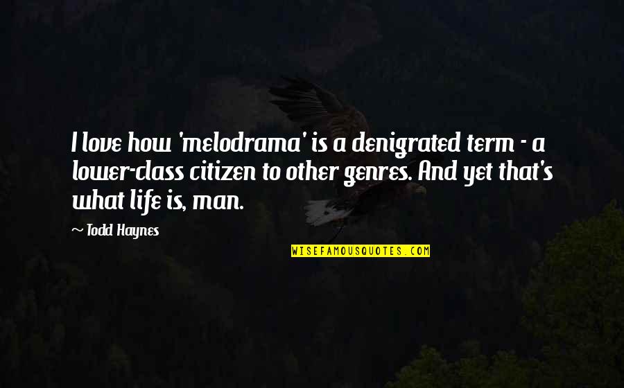 Life Class Quotes By Todd Haynes: I love how 'melodrama' is a denigrated term