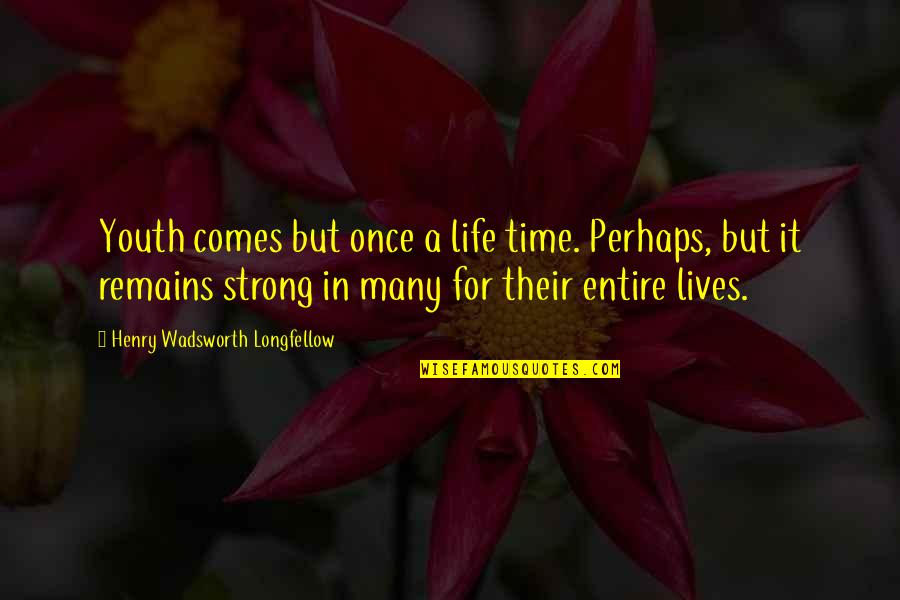 Life Comes Once Quotes By Henry Wadsworth Longfellow: Youth comes but once a life time. Perhaps,