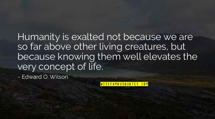 Life Concept Quotes By Edward O. Wilson: Humanity is exalted not because we are so