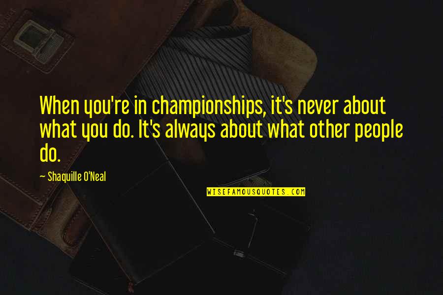 Life Could Be So Much Worse Quotes By Shaquille O'Neal: When you're in championships, it's never about what Life Could Be So Much Worse Quotes By Shaquille O'Neal: When you're in championships, it's never about what