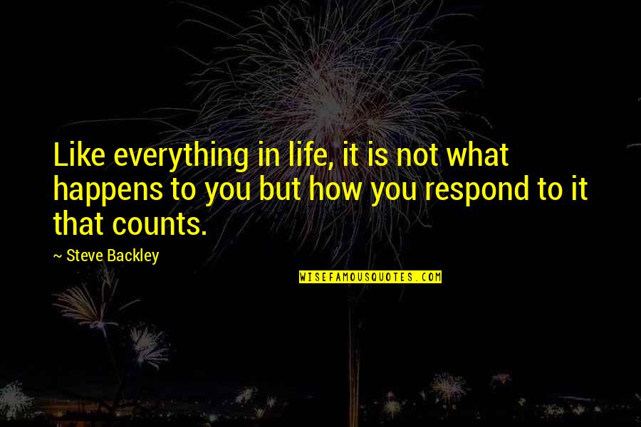 Life Counts Quotes By Steve Backley: Like everything in life, it is not what