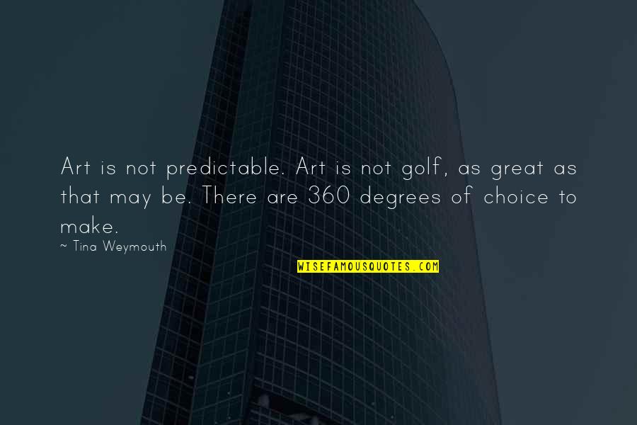 Life Covers Quotes By Tina Weymouth: Art is not predictable. Art is not golf,