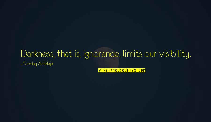 Life Cycle Assessment Quotes By Sunday Adelaja: Darkness, that is, ignorance, limits our visibility.