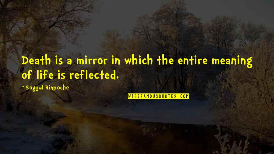 Life Death And Meaning Quotes By Sogyal Rinpoche: Death is a mirror in which the entire Life Death And Meaning Quotes By Sogyal Rinpoche: Death is a mirror in which the entire