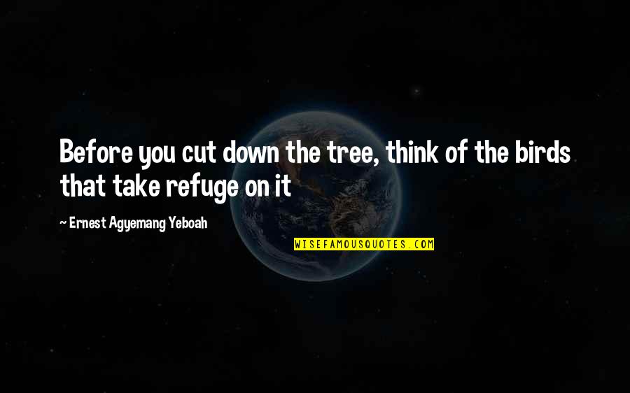 Life Decision Making Quotes By Ernest Agyemang Yeboah: Before you cut down the tree, think of