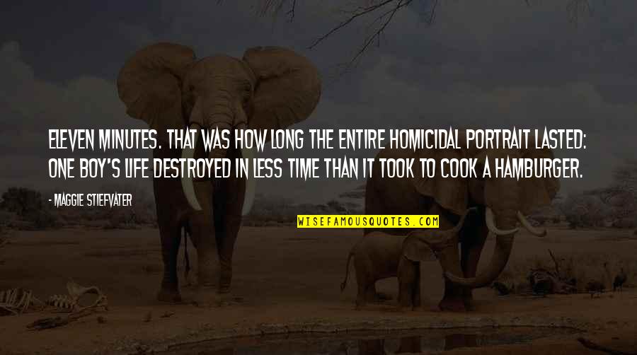 Life Destroyed Quotes By Maggie Stiefvater: Eleven minutes. That was how long the entire Life Destroyed Quotes By Maggie Stiefvater: Eleven minutes. That was how long the entire