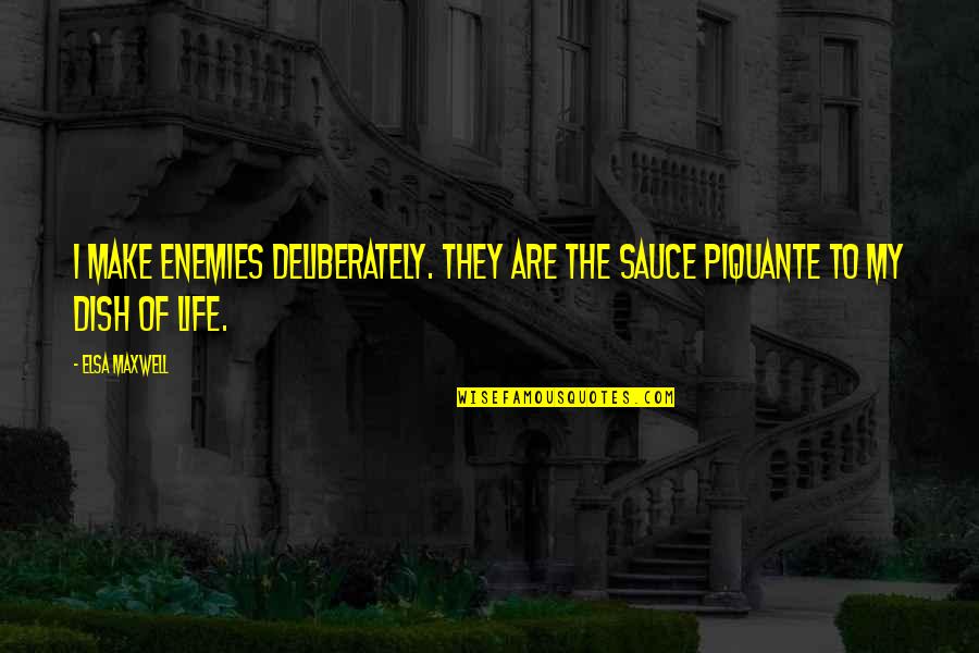 Life Dish Quotes By Elsa Maxwell: I make enemies deliberately. They are the sauce