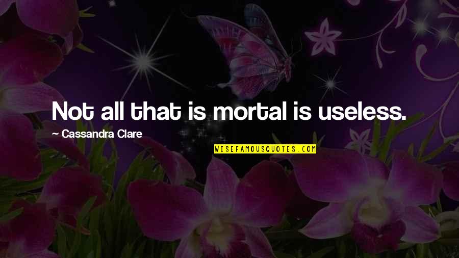 Life Doesn't Always Go Your Way Quotes By Cassandra Clare: Not all that is mortal is useless. Life Doesn't Always Go Your Way Quotes By Cassandra Clare: Not all that is mortal is useless.