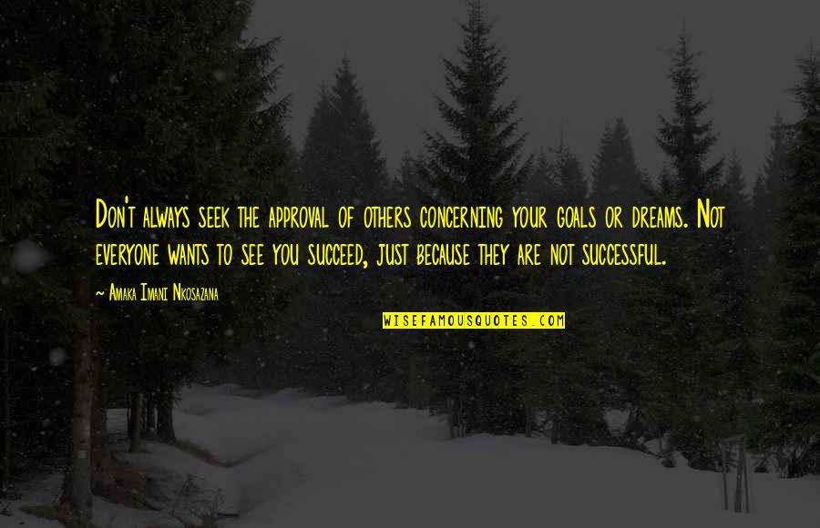 Life Dreams Goals Quotes By Amaka Imani Nkosazana: Don't always seek the approval of others concerning