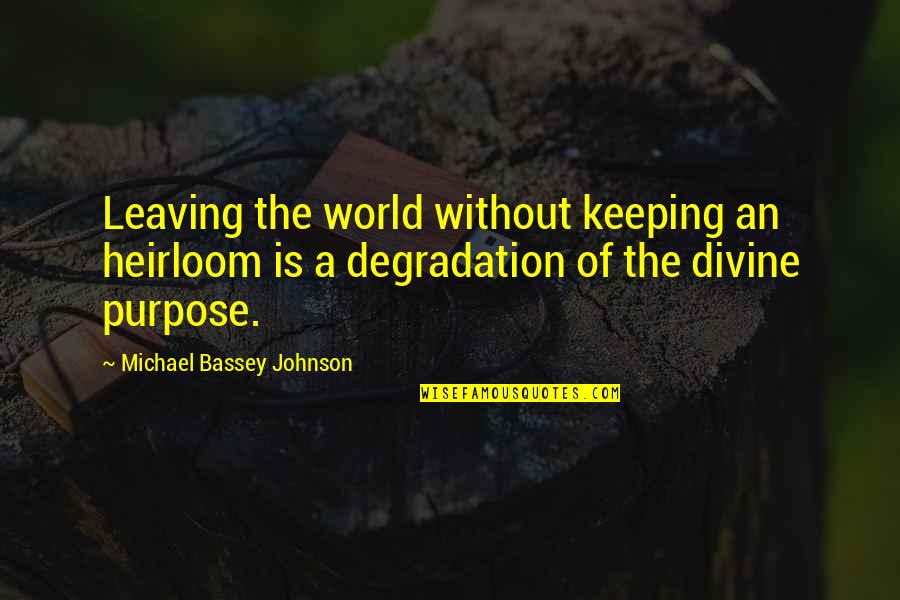 Life Driven Purpose Quotes By Michael Bassey Johnson: Leaving the world without keeping an heirloom is