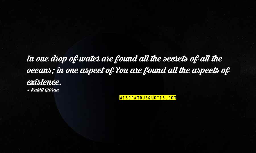 Life Drop Quotes By Kahlil Gibran: In one drop of water are found all