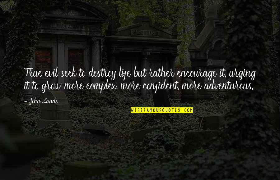 Life Encourage Quotes By John Zande: True evil seek to destroy life but rather Life Encourage Quotes By John Zande: True evil seek to destroy life but rather